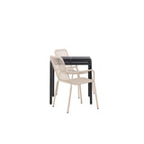 Borneo Cafetable Aluminium - Black / Kvadrat 70*70* +Peking Jídelní židle Aluminium - Béžová / _2