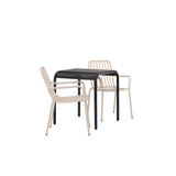 Borneo Cafetable Aluminium - Black / Kvadrat 70*70* +Peking Jídelní židle Aluminium - Béžová / _2
