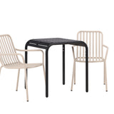 Borneo Cafetable Aluminium - Black / Kvadrat 70*70* +Peking Jídelní židle Aluminium - Béžová / _2