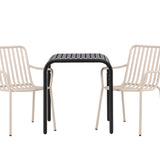 Borneo Cafetable Aluminium - Black / Kvadrat 70*70* +Peking Jídelní židle Aluminium - Béžová / _2