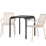 Borneo Cafetable Aluminium - Black / Kvadrat 70*70* +Peking Jídelní židle Aluminium - Béžová / _2
