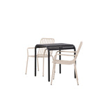 Borneo Cafetable Aluminium - Black / Kvadrat 70*70* +Peking Jídelní židle Aluminium - Béžová / _2