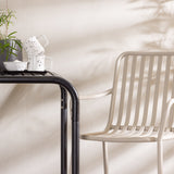 Borneo Cafetable Aluminium - Black / Kvadrat 70*70* +Peking Jídelní židle Aluminium - Béžová / _2