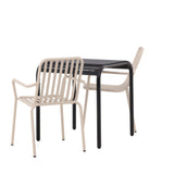 Borneo Cafetable Aluminium - Black / Kvadrat 70*70* +Peking Jídelní židle Aluminium - Béžová / _2