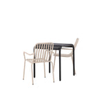 Borneo Cafetable Aluminium - Black / Kvadrat 70*70* +Peking Jídelní židle Aluminium - Béžová / _2