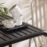 Borneo Cafetable Aluminium - Black / Kvadrat 70*70* +Peking Jídelní židle Aluminium - Béžová / _2