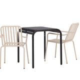 Borneo Cafetable Aluminium - Black / Kvadrat 70*70* +Peking Jídelní židle Aluminium - Béžová / _2