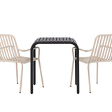 Borneo Cafetable Aluminium - Black / Kvadrat 70*70* +Peking Jídelní židle Aluminium - Béžová / _2