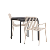 Borneo Cafetable Aluminium - Black / Kvadrat 70*70* +Peking Jídelní židle Aluminium - Béžová / _2