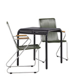 Borneo Cafetable Hliník - Černá / Kvadrat 70*70* + Bois Jídelní židle Ocel - Stříbrná / Zelená lano _2