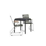 Borneo Cafetable Hliník - Černá / Kvadrat 70*70* + Bois Jídelní židle Ocel - Stříbrná / Zelená lano _2