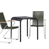 Borneo Cafetable Hliník - Černá / Kvadrat 70*70* + Bois Jídelní židle Ocel - Stříbrná / Zelená lano _2