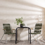Borneo Cafetable Hliník - Černá / Kvadrat 70*70* + Bois Jídelní židle Ocel - Stříbrná / Zelená lano _2