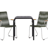 Borneo Cafetable Hliník - Černá / Kvadrat 70*70* + Bois Jídelní židle Ocel - Stříbrná / Zelená lano _2
