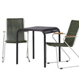 Borneo Cafetable Hliník - Černá / Kvadrat 70*70* + Bois Jídelní židle Ocel - Stříbrná / Zelená lano _2
