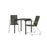 Borneo Cafetable Hliník - Černá / Kvadrat 70*70* + Bois Jídelní židle Ocel - Stříbrná / Zelená lano _2