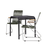 Borneo Cafetable Hliník - Černá / Kvadrat 70*70* + Bois Jídelní židle Ocel - Stříbrná / Zelená lano _2
