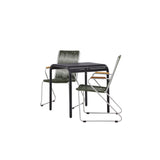 Borneo Cafetable Hliník - Černá / Kvadrat 70*70* + Bois Jídelní židle Ocel - Stříbrná / Zelená lano _2