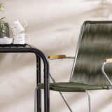 Borneo Cafetable Hliník - Černá / Kvadrat 70*70* + Bois Jídelní židle Ocel - Stříbrná / Zelená lano _2
