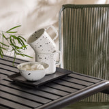 Borneo Cafetable Hliník - Černá / Kvadrat 70*70* + Bois Jídelní židle Ocel - Stříbrná / Zelená lano _2