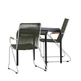 Borneo Cafetable Hliník - Černá / Kvadrat 70*70* + Bois Jídelní židle Ocel - Stříbrná / Zelená lano _2