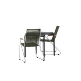 Borneo Cafetable Hliník - Černá / Kvadrat 70*70* + Bois Jídelní židle Ocel - Stříbrná / Zelená lano _2