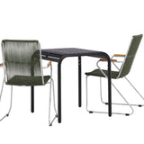 Borneo Cafetable Hliník - Černá / Kvadrat 70*70* + Bois Jídelní židle Ocel - Stříbrná / Zelená lano _2