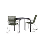 Borneo Cafetable Hliník - Černá / Kvadrat 70*70* + Bois Jídelní židle Ocel - Stříbrná / Zelená lano _2