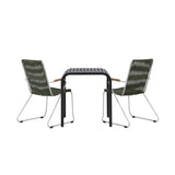 Borneo Cafetable Hliník - Černá / Kvadrat 70*70* + Bois Jídelní židle Ocel - Stříbrná / Zelená lano _2
