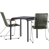 Borneo Cafetable Hliník - Černá / Kvadrat 70*70* + Bois Jídelní židle Ocel - Stříbrná / Zelená lano _2