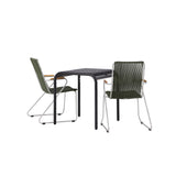 Borneo Cafetable Hliník - Černá / Kvadrat 70*70* + Bois Jídelní židle Ocel - Stříbrná / Zelená lano _2