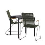 Borneo Cafetable Hliník - Černá / Kvadrat 70*70* + Bois Jídelní židle Ocel - Stříbrná / Zelená lano _2
