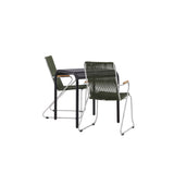 Borneo Cafetable Hliník - Černá / Kvadrat 70*70* + Bois Jídelní židle Ocel - Stříbrná / Zelená lano _2