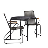 Hliníková jídelna Borneo – černá / Kvadrat 70*70* + Bois Jídelní židle ocel – černá / tmavě šedá lano _2