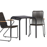 Hliníková jídelna Borneo – černá / Kvadrat 70*70* + Bois Jídelní židle ocel – černá / tmavě šedá lano _2