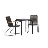 Hliníková jídelna Borneo – černá / Kvadrat 70*70* + Bois Jídelní židle ocel – černá / tmavě šedá lano _2