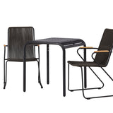 Hliníková jídelna Borneo – černá / Kvadrat 70*70* + Bois Jídelní židle ocel – černá / tmavě šedá lano _2