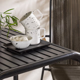Hliníková jídelna Borneo – černá / Kvadrat 70*70* + Bois Jídelní židle ocel – černá / tmavě šedá lano _2
