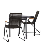 Hliníková jídelna Borneo – černá / Kvadrat 70*70* + Bois Jídelní židle ocel – černá / tmavě šedá lano _2