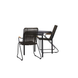 Hliníková jídelna Borneo – černá / Kvadrat 70*70* + Bois Jídelní židle ocel – černá / tmavě šedá lano _2