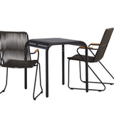 Hliníková jídelna Borneo – černá / Kvadrat 70*70* + Bois Jídelní židle ocel – černá / tmavě šedá lano _2