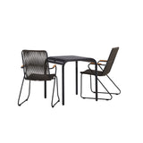 Hliníková jídelna Borneo – černá / Kvadrat 70*70* + Bois Jídelní židle ocel – černá / tmavě šedá lano _2