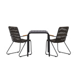 Hliníková jídelna Borneo – černá / Kvadrat 70*70* + Bois Jídelní židle ocel – černá / tmavě šedá lano _2