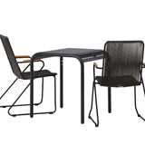 Hliníková jídelna Borneo – černá / Kvadrat 70*70* + Bois Jídelní židle ocel – černá / tmavě šedá lano _2