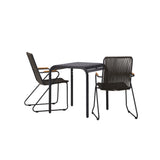 Hliníková jídelna Borneo – černá / Kvadrat 70*70* + Bois Jídelní židle ocel – černá / tmavě šedá lano _2