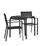 Borneo Cafetable Hliník - Černá / Kvadrat 70*70* + Stohovací židle Copacabana - Černá/Černá - Ersätter 4131-408 _2