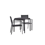 Borneo Cafetable Hliník - Černá / Kvadrat 70*70* + Stohovací židle Copacabana - Černá/Černá - Ersätter 4131-408 _2