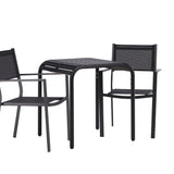 Borneo Cafetable Hliník - Černá / Kvadrat 70*70* + Stohovací židle Copacabana - Černá/Černá - Ersätter 4131-408 _2