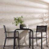 Borneo Cafetable Hliník - Černá / Kvadrat 70*70* + Stohovací židle Copacabana - Černá/Černá - Ersätter 4131-408 _2