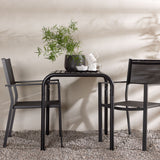 Borneo Cafetable Hliník - Černá / Kvadrat 70*70* + Stohovací židle Copacabana - Černá/Černá - Ersätter 4131-408 _2